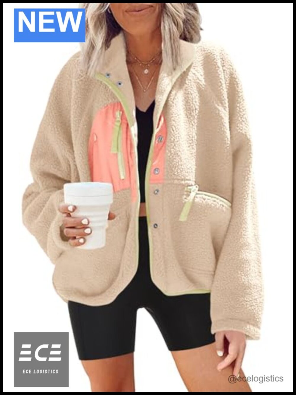 Women's Fuzzy Fleece Jacket Button Down Sherpa Teddy Coat